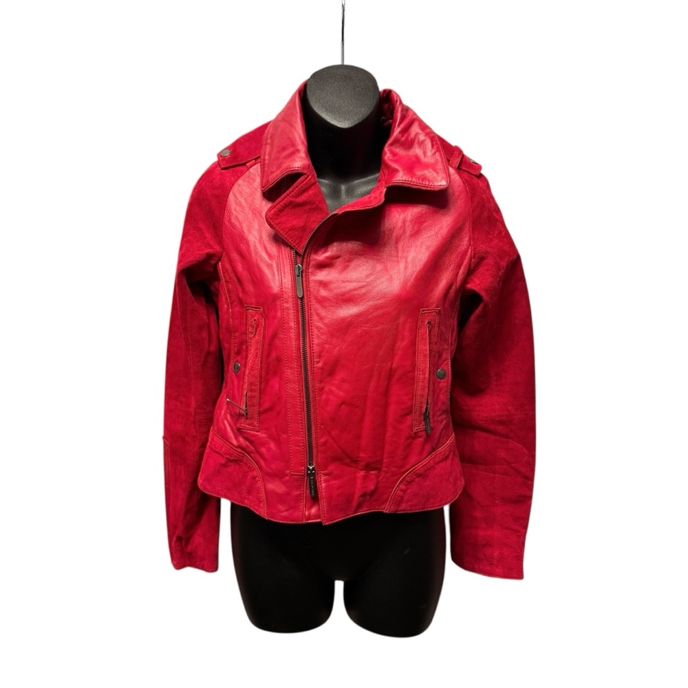 Zac Posen for Target Red Leather & Suede Moto Jacket Size Small New Chic Sexy